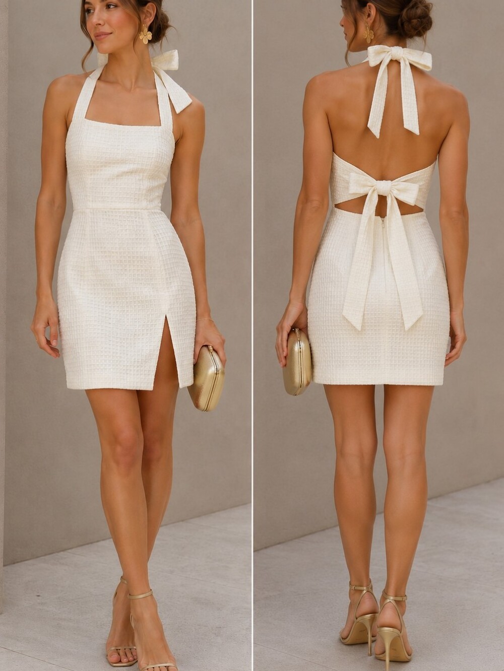 NWT BCBGeneration White Tie-Back Halter Mini Dress Size 0